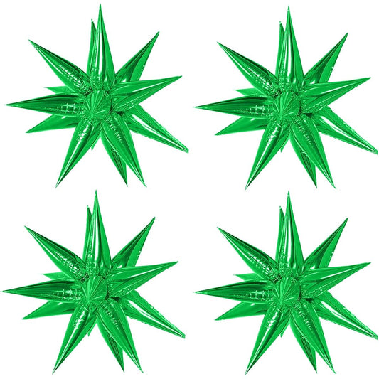 50pcs Green Star Balloons Green Starburst Balloons Foil Spike Balloons Big 26 Inch Explosive Star Foil Balloons Explosion Point Star Cone Balloons Birthday Party Decoration Supplies Wedding Baby Shower Photo Props Bachelorette