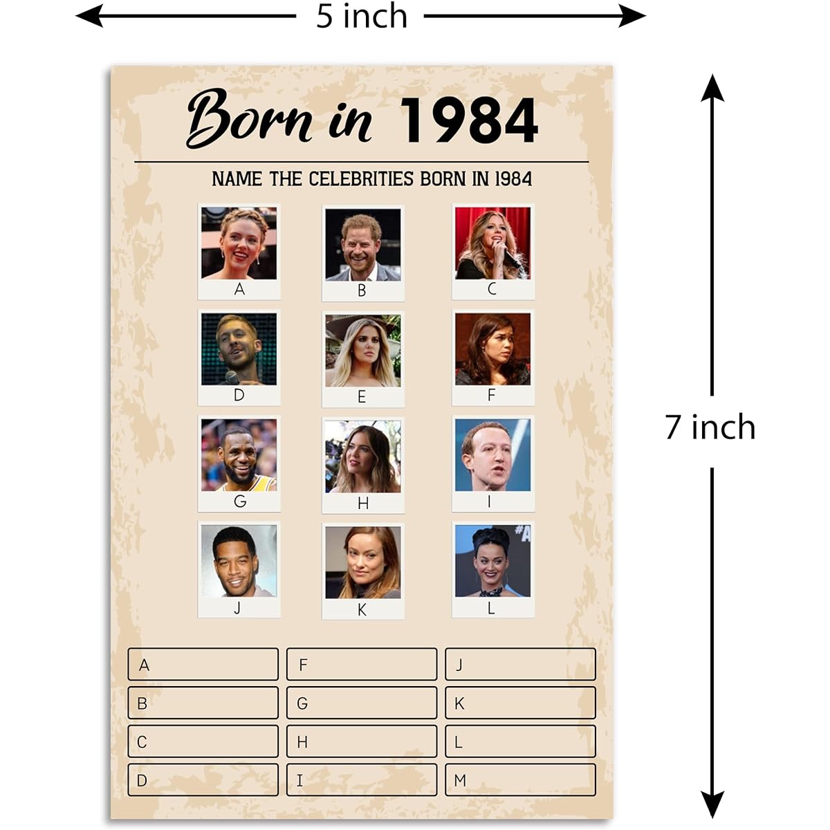 40th Birthday Party Games Born in 1984 Game Set 5 Activities 10 Guests Birthday Party Supplies for Adults 50 Pack