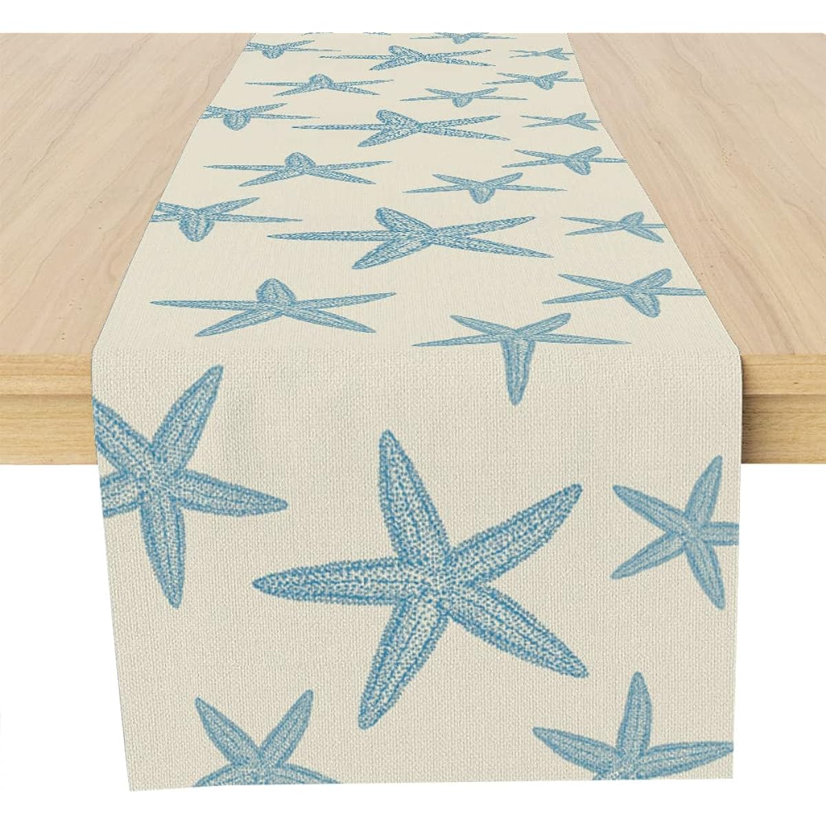 Blue Starfish Table Runner,Nautical Beach Table Runner Decorative Dining Room Kitchen Ocean Sea Table Runner for Holiday Party,Housewarming Gift,13X72 Inch