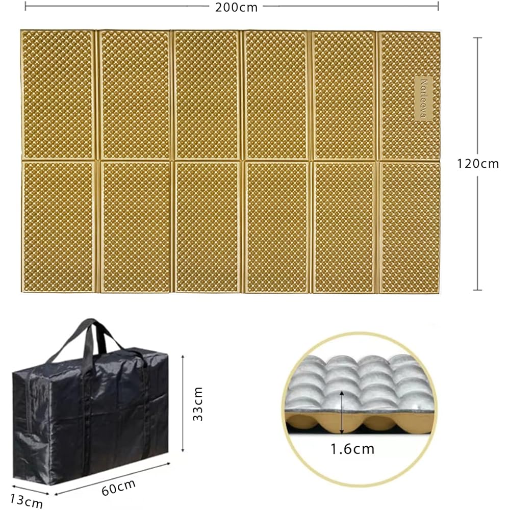 Norleeva Camping Mat Double Size Leisure Sheet Aluminum Outdoor Mat Foam Mat Double with Storage Bag (Olive)