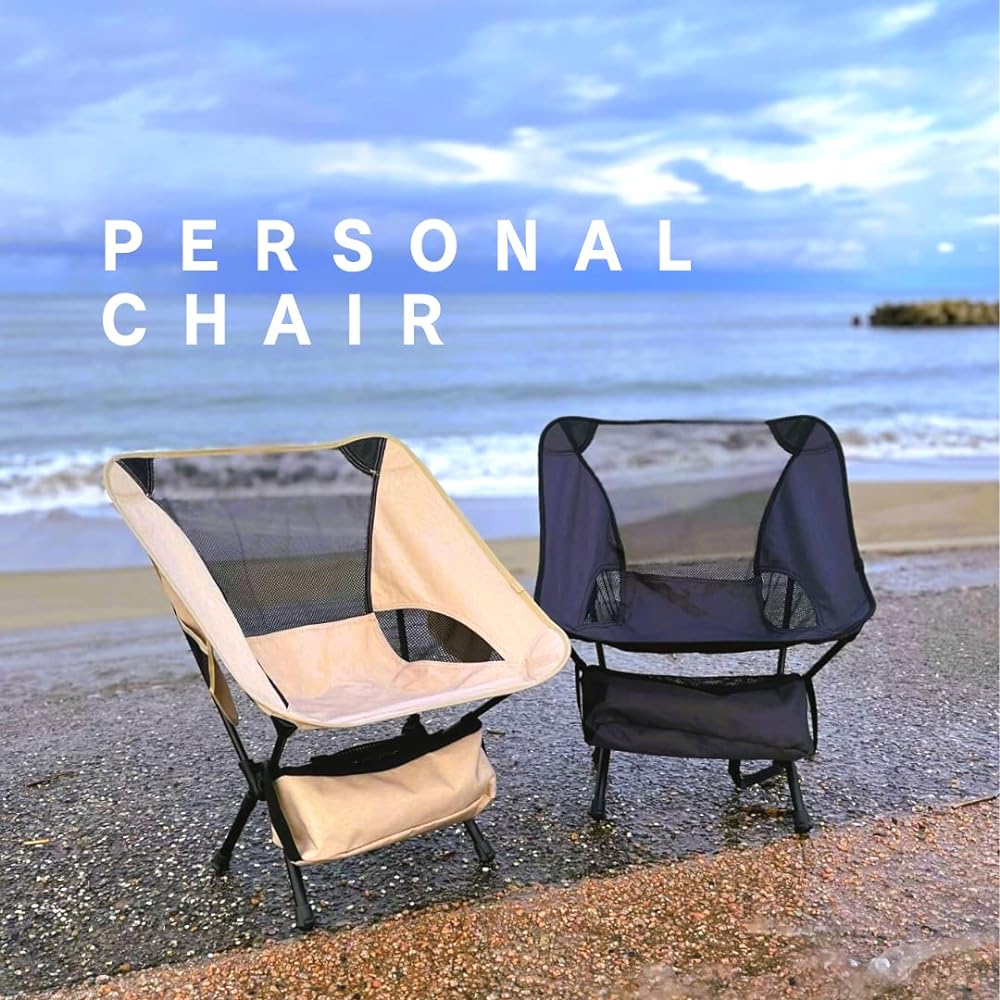 [Domestic Durability Tested] ZERO GEAR Personal Chair, Folding Chair, Aluminum, Ultra Lightweight, 3 Height Adjustments, Compact Chair, Storage Bag Included, Chair Ring, Camping Chair Zero, Outdoor Chair, Adjustable (Black)