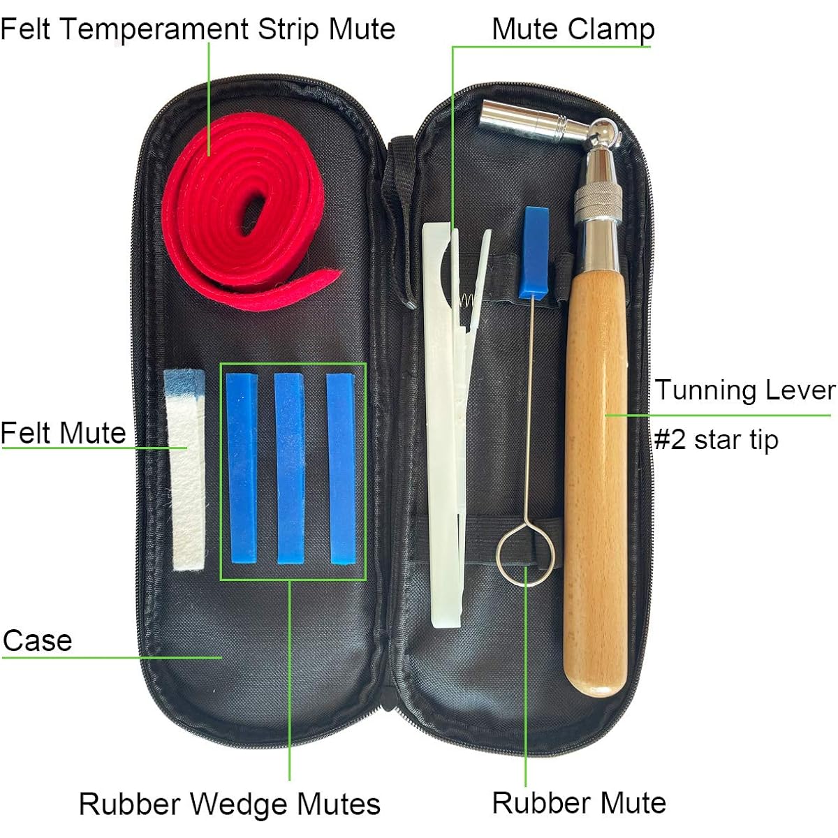 LUVAY Luvay Piano Tuning Kit Tools (10 Items) Professional Hammer/Lever, (Felt) Mute, Fork