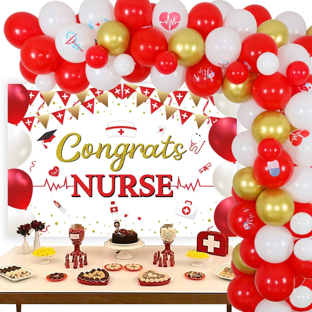 Nurse Graduation Party Decorations 2022 - Nurse Balloon Garland Arch Kit Nurse Background RN LPN BSN Medical School Graduation Party Decorations Supplies for Nurse's Day