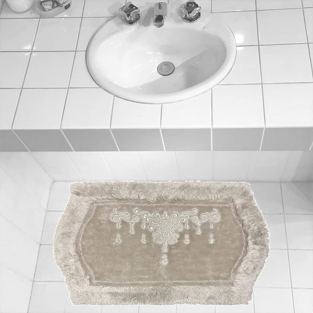 Senko NYNAS Shanti 2 Bath Mat Interior Mat Approx. 55 x 85 cm Silver Gray Rhinestone Elegant 36389