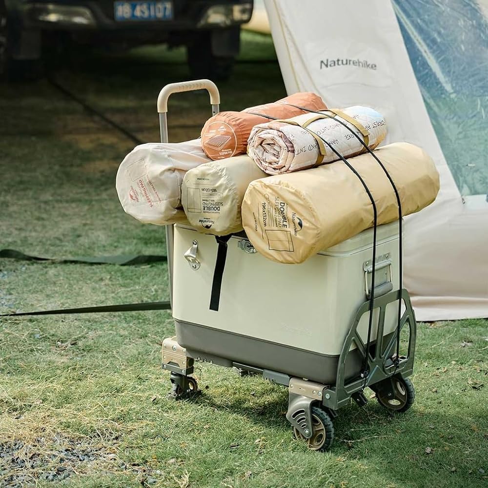 Naturehike BBQ Folding Carry Cart, Load Capacity 120kg, Three Usage Patterns, Handle Height Adjustable, One-Touch Convergence Type, Double Bearing, All Terrain Compatible, Outdoor Camping, Leisure, BBQ, Sports Day, Outdoor Wagon