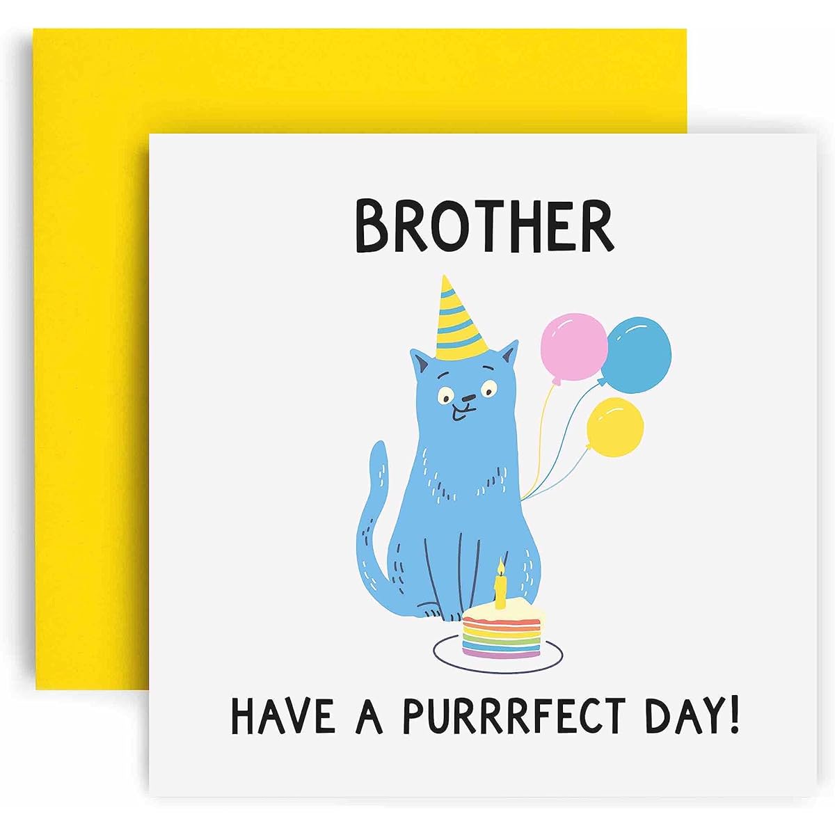 Huxters Birthday Card for Men - Perfect Cat Brother Birthday Card - Fun Father's Day Card Fun Happy Birthday for Brother - 14.8cm (Brother)