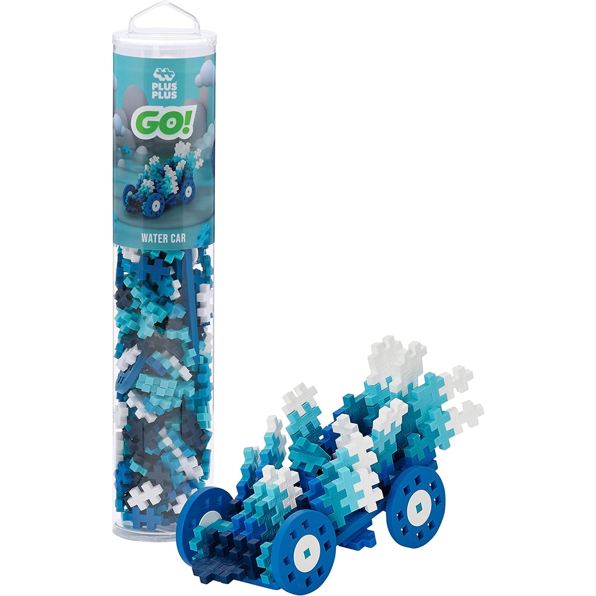 PLUS PLUS - Color Cars Tube - Water - 200 Pieces Construction Building Stem/Steam Toy Interlocking Mini Puzzle Blocks for Kids