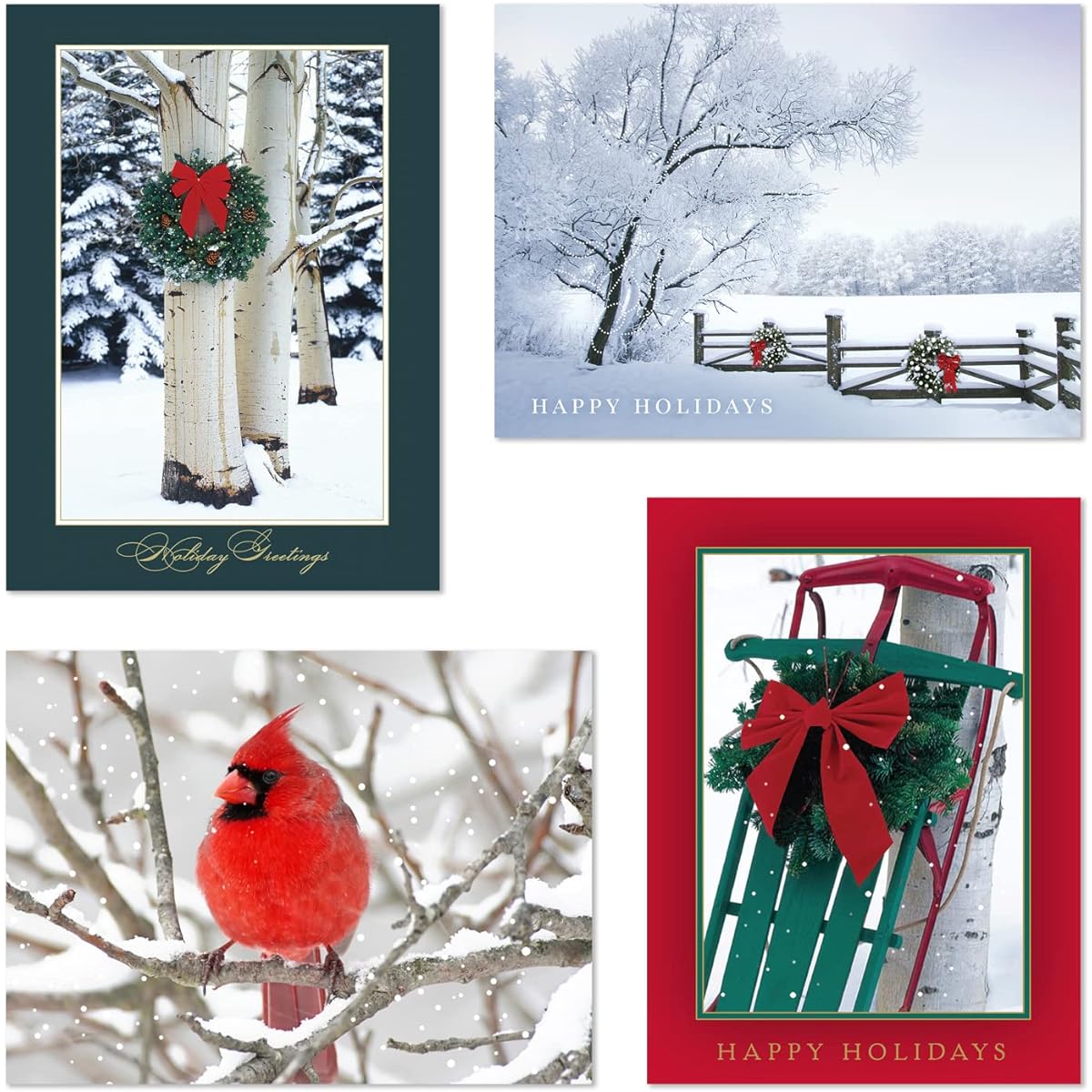 Masterpiece Studios Box of 16 Assorted Holiday Cards, 4 Different Designs, Holiday Scenes, 6.25" x 4.6"