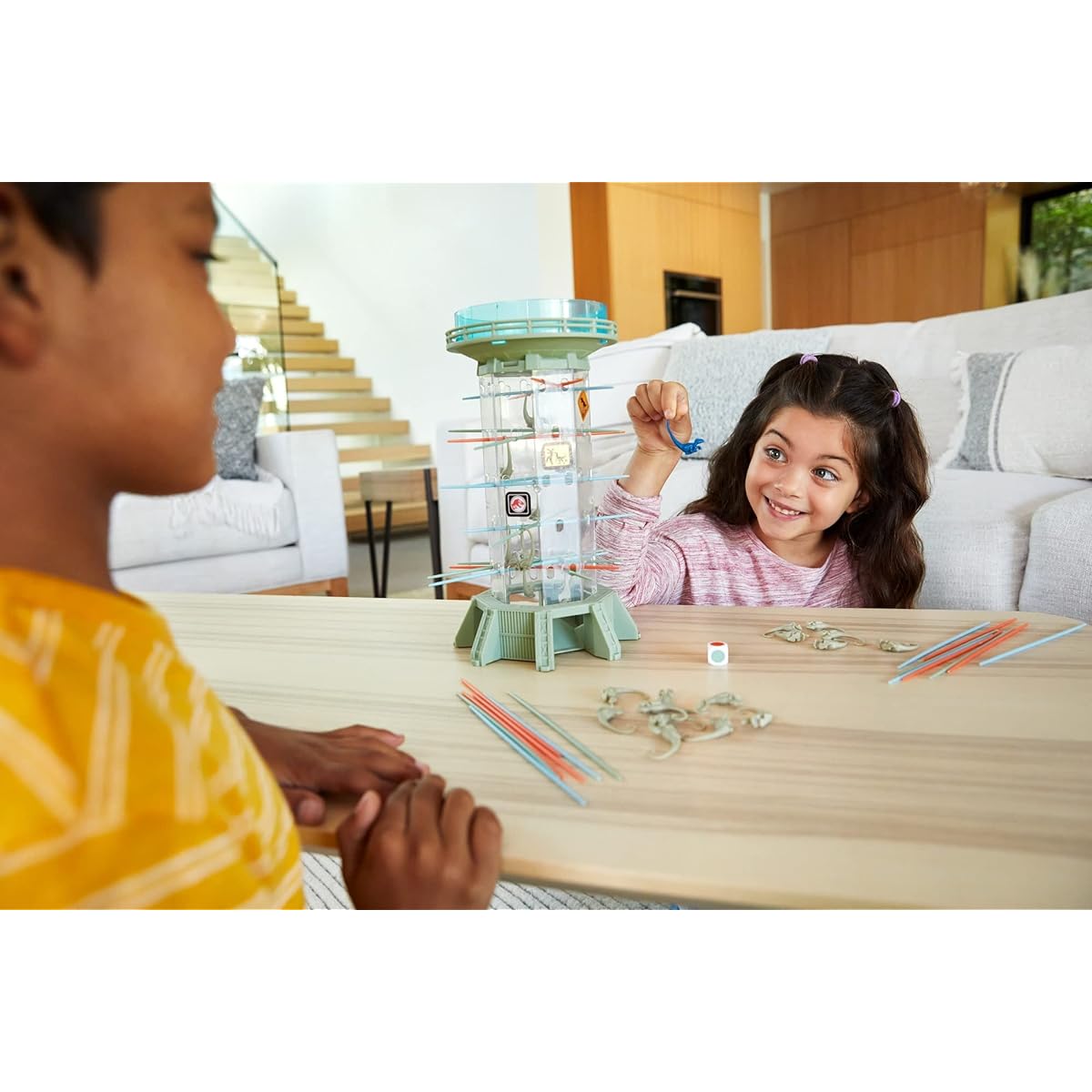 Jurassic World Dominion KerPlunk! Raptors Game Tower, Stick, Toy Velociraptor Dinosaur Gifts and Collectibles
