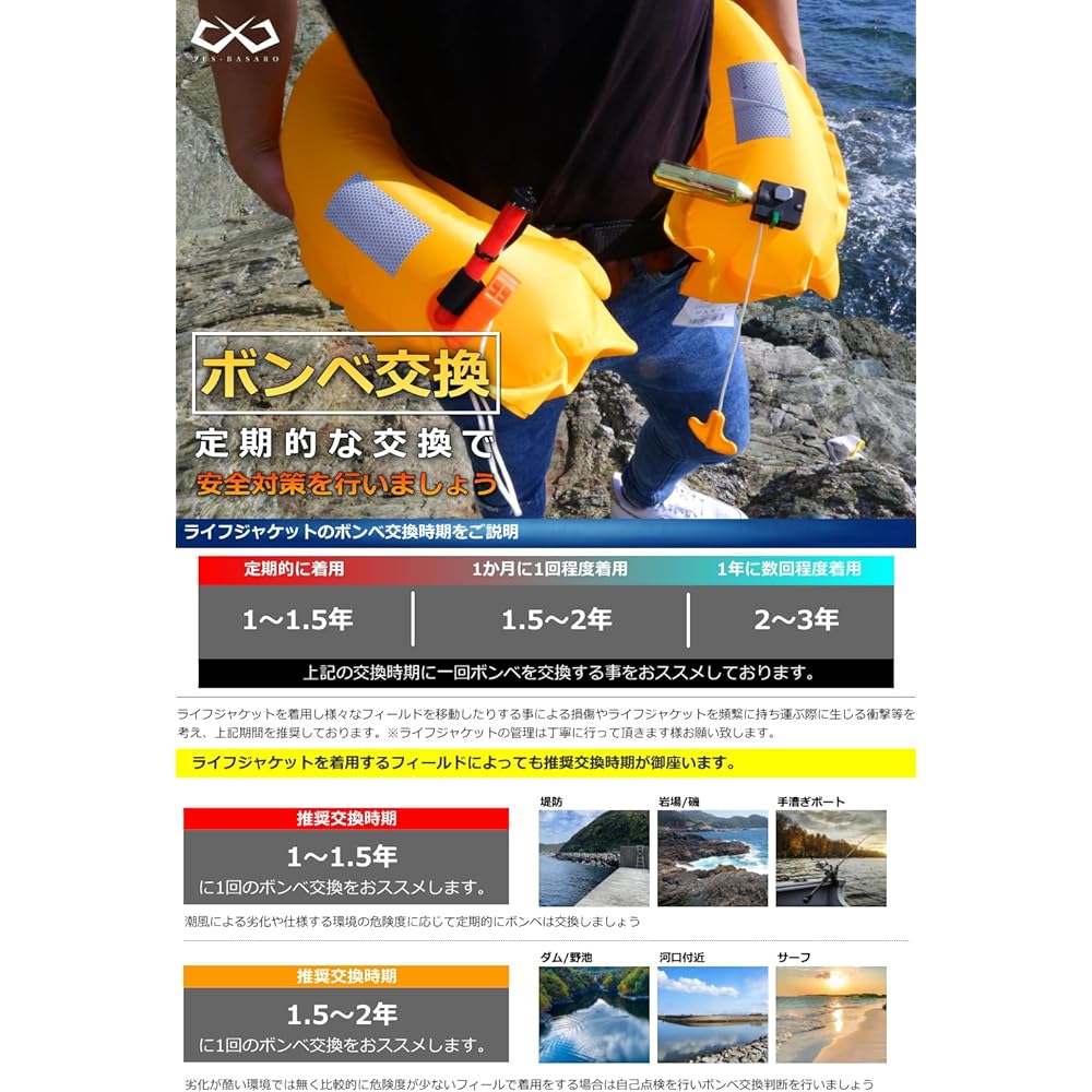 JES-BASARO Life Jacket Cylinder, International Safety Standard CNAS Certified Product, Manual Inflation Type/Automatic Inflation Type, Replacement Cylinder, 24g