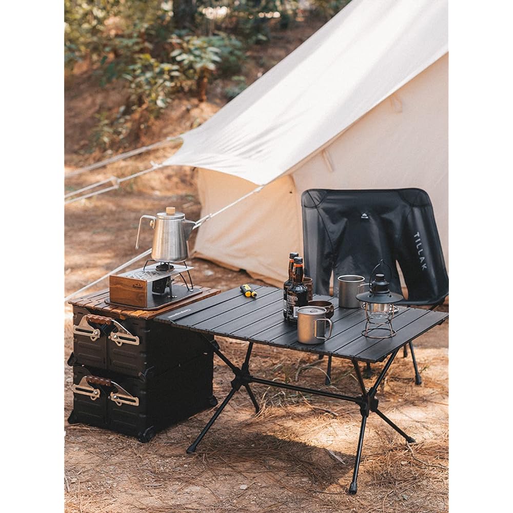Camping Moon (CAMPING MOON) Roll Table Slim Table Camping Folding Table Table Low Style 2 Height Adjustment T-520-BK