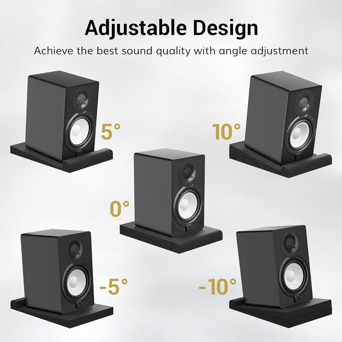 TONOR Speaker Insulation Pad Studio Monitor Acoustic Foam High Density Sound Insulation Panel Compatible with Most 6.5"-8" Speakers Adjustable Angle Anti-Vibration 10.75" x 13" x 1.8" Pack of 2