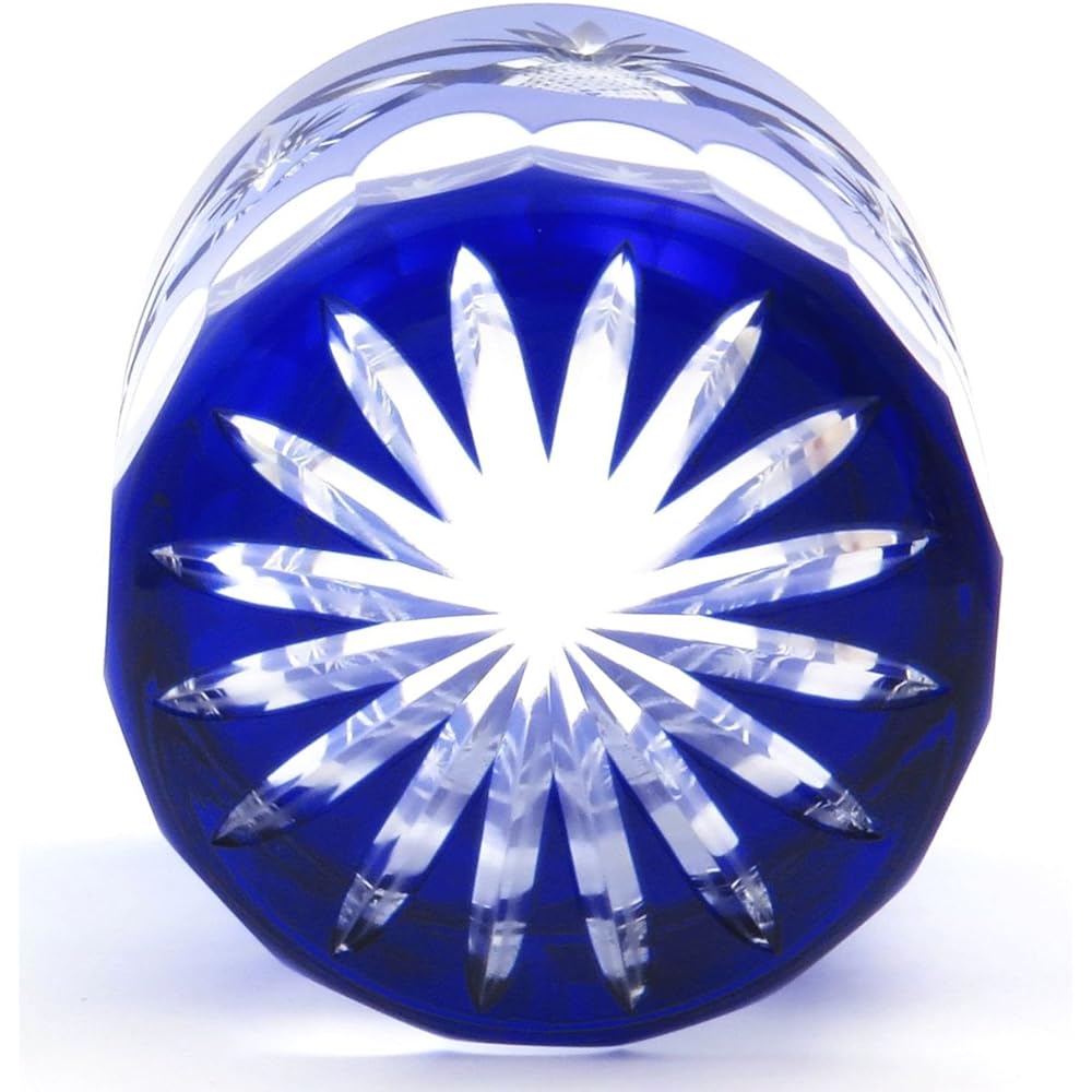 Sumida Edo Kiriko Museum Edo Kiriko Old Glass Glow and Fish (Indigo) TO-402