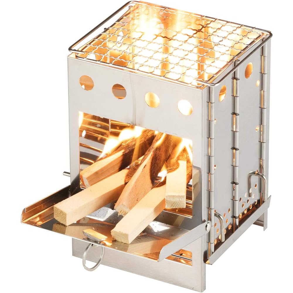 BUNDOK Box Stove BD-470 Fire Stand Camping Touring Silver