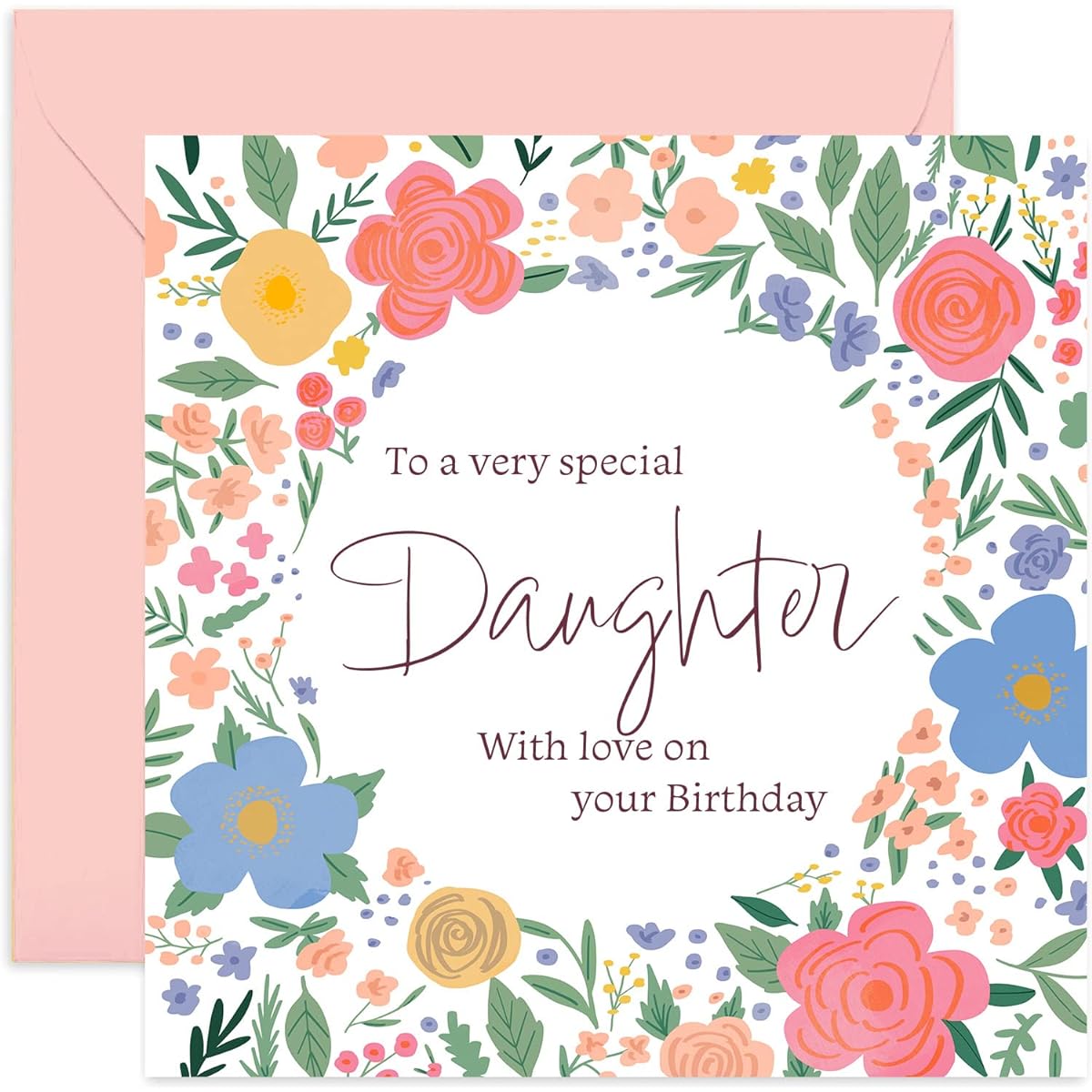 Old English Co. To A Very Special Daughter Birthday Card - Cute Floral Card for Her Daughter | Flowers from Mom, Dad, Parents | Blank Inside & Includes Envelope