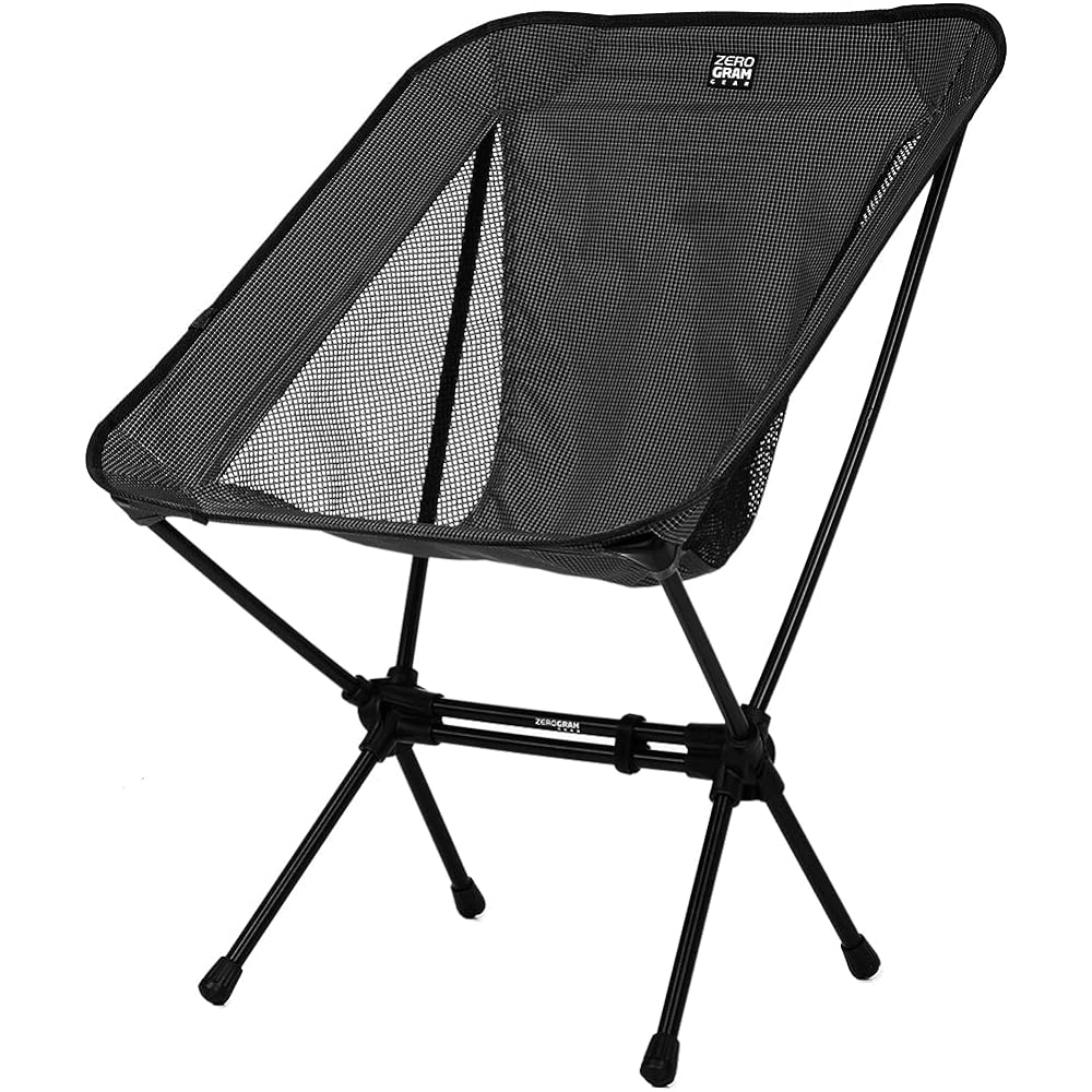 ZEROGRAM BROOKS GROUND RC CHAIR (Black) / 876g Folding chair High strength lightweight pole Recycled material Minimal camping