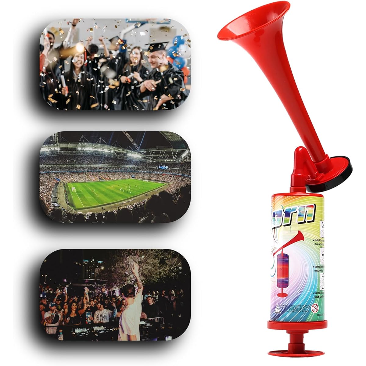 AOLIHAN Fog Hoa Air Horn Boat Beer Horn Dog Horn Party Air Horn Sports Marine Signal Safety Horn Handheld Pump Air Horn (ABS Large Handheld Horn 4 Pieces)