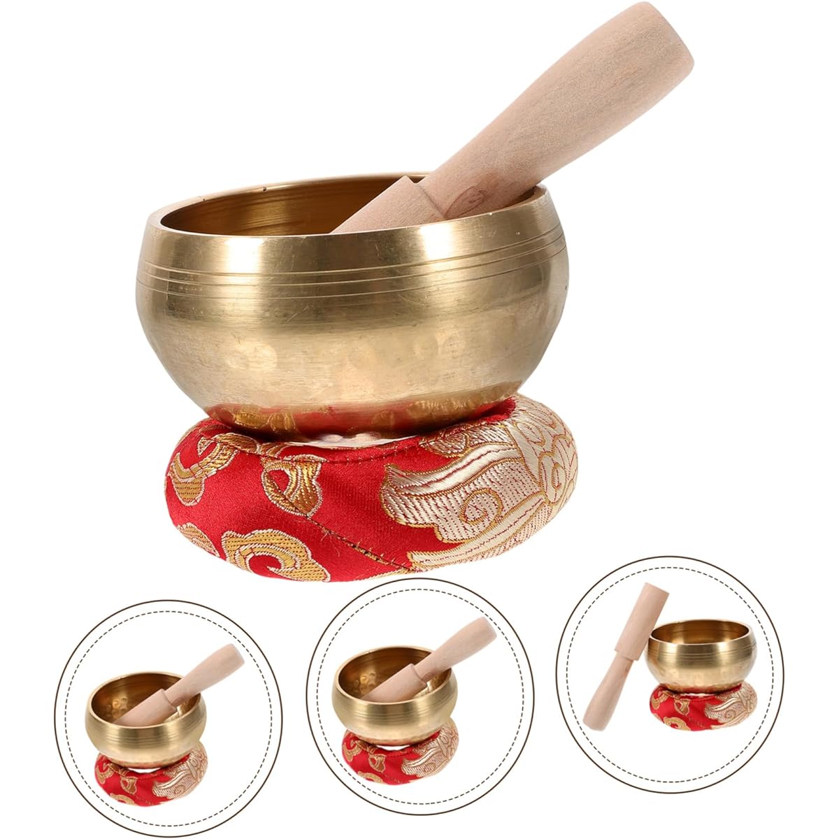 VICASKY Set of 4 Buddhist Singing Bowls Healing Healing Yogi Singing Bowl Yoga Relx Yoga Music Bowl Tibetan Singing Bowl Cushion Ne