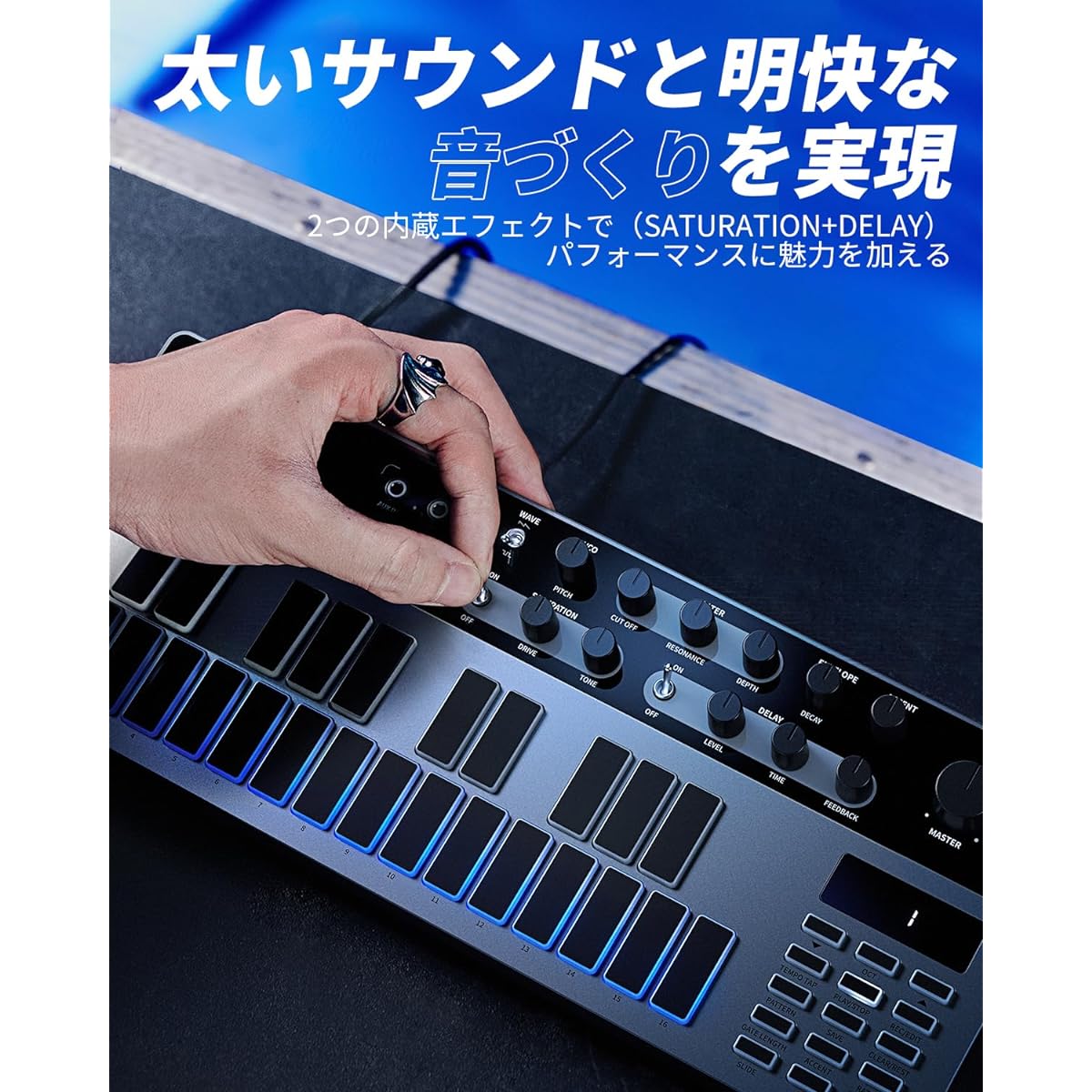 Donner Synthesizer Essential B1 Analog Bass Sequencer 128 Patterns LED Screen MIDI IN/OUT Terminal Backlight USB Music Production Japanese Instruction Manual Included