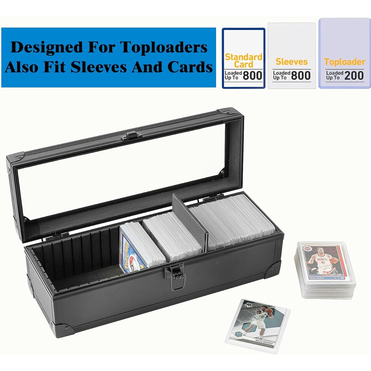 Azamou Toploaders Storage Box, Collection Display Box, 3" x 4" 35pt Rigid Card Holder for Trading Cards and Sports Cards
