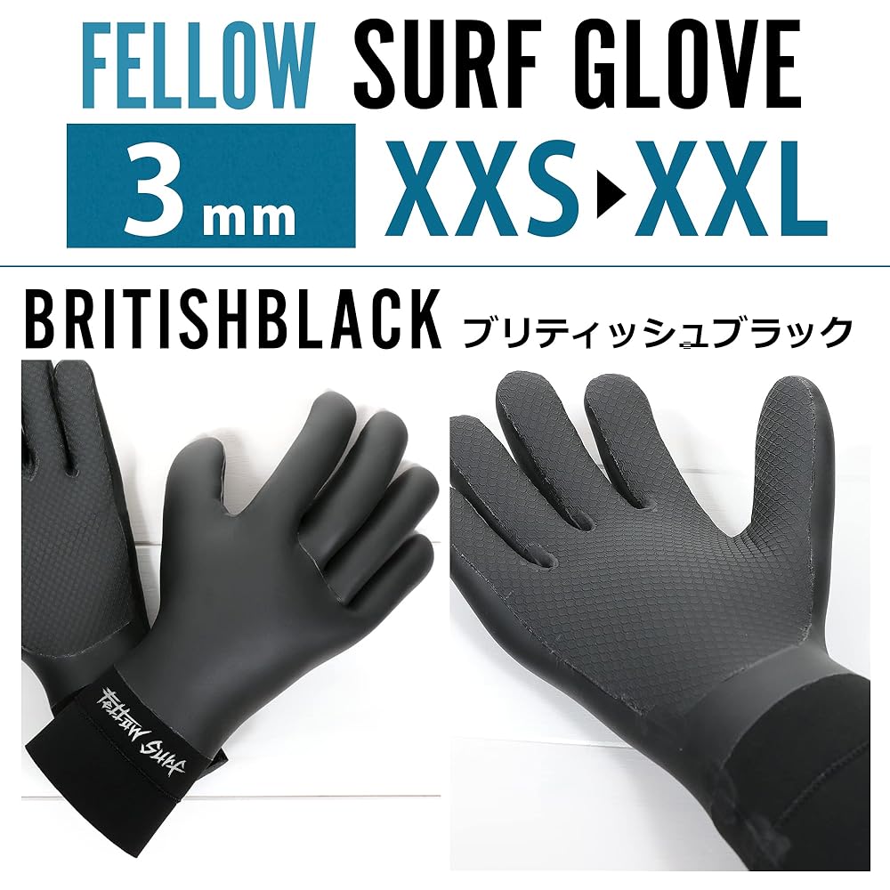 FELLOW Surf Gloves 3mm Surfing Skin Waterproof Cold Protection Gloves Winter Neoprene Fleece Lining Thermal Wetsuit Japanese Standard