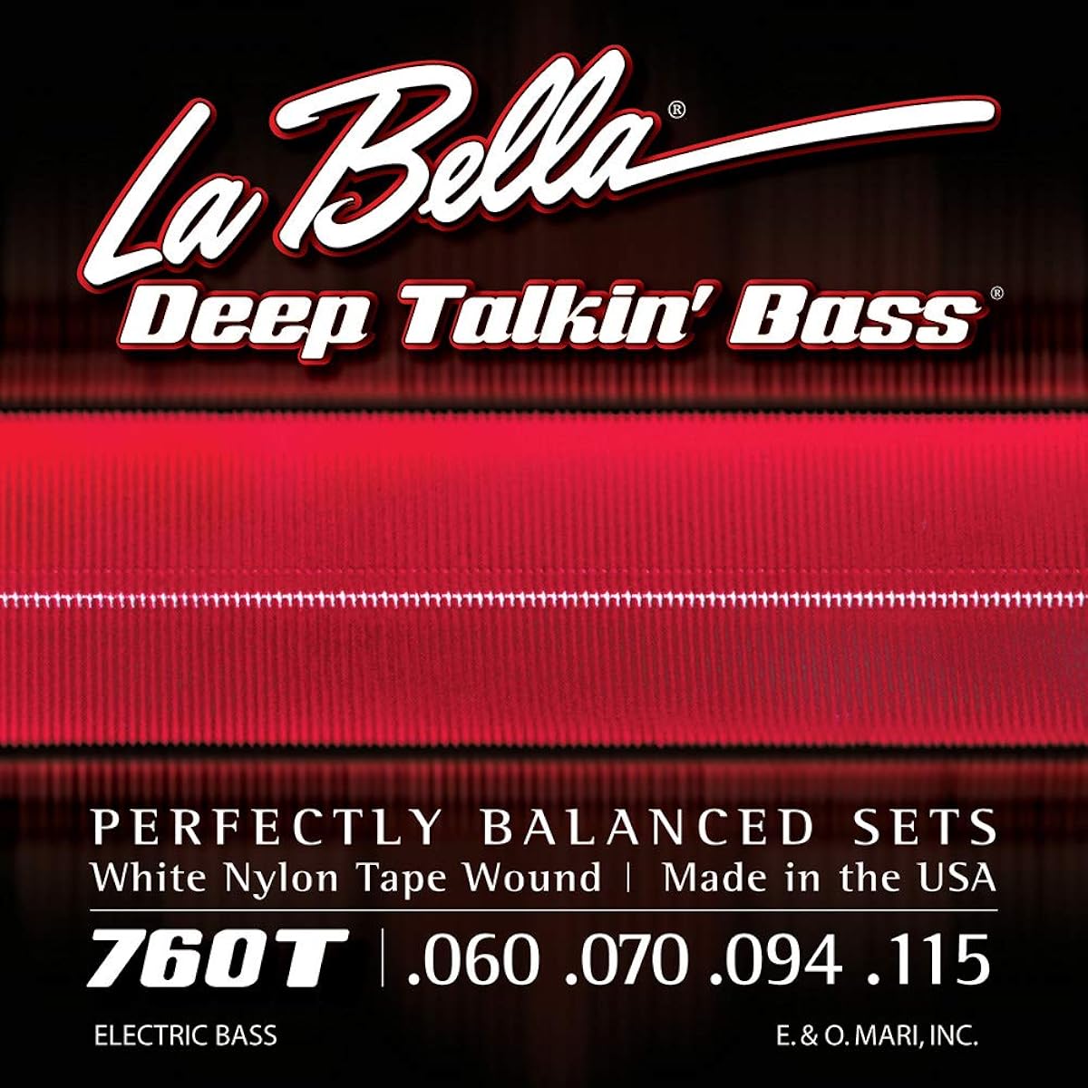 LA BELLA Bass Strings 760T White Nylon Tape, Standard 60-115