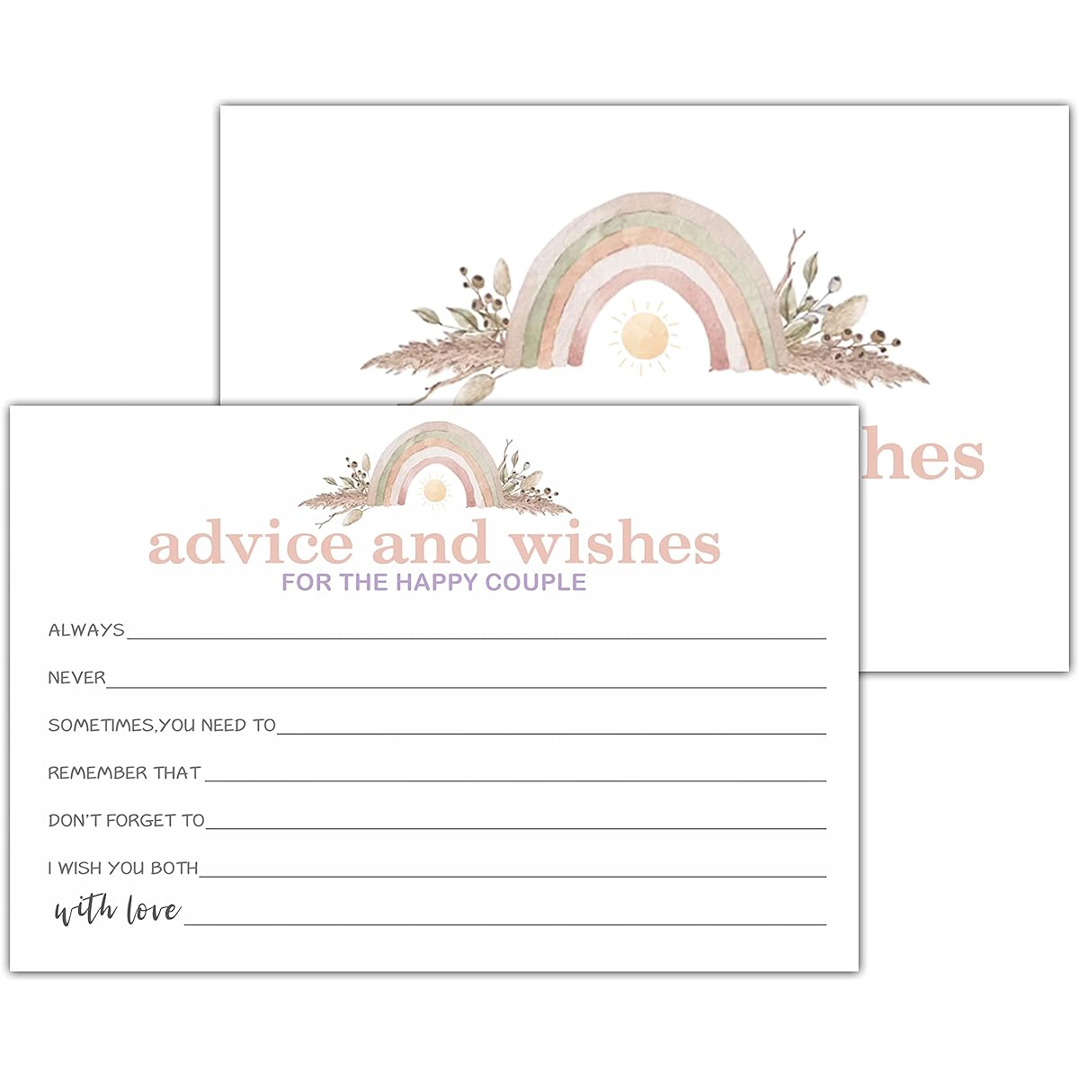 Rainbow Floral Advice and Wishes Cards for Happy Couples Decoration Party Supplies 25 Cards (bb001-JYK 011HL)