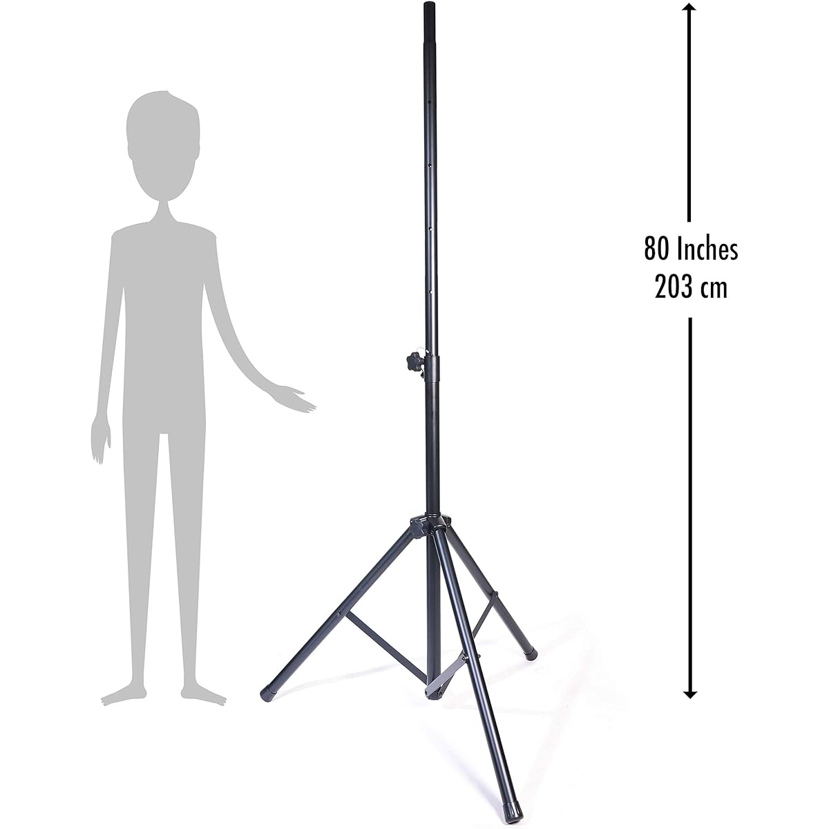 Universal Speaker Stand 6.5ft DJ Mount PA Loudspeaker Holder Heavy Duty Tripod Height Adjustable 46" to 80" Rated 150 lbs Steel Insert Safety Pin Lock Stability