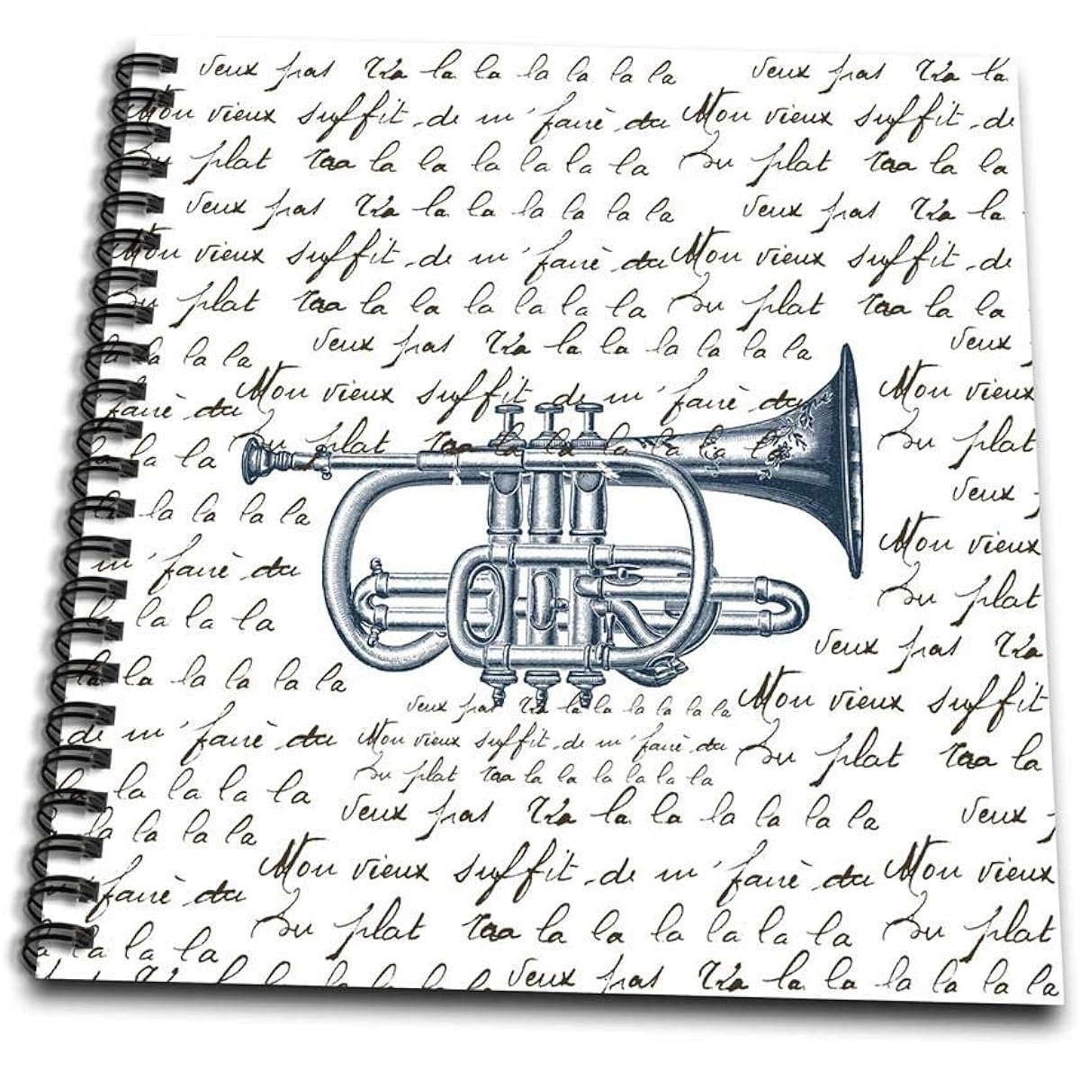 (8x8 drawing book) - PS Vintage - Vintage Music Trumpet with song - Drawing Book