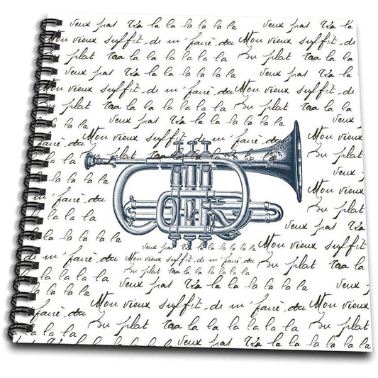 (8x8 drawing book) - PS Vintage - Vintage Music Trumpet with song - Drawing Book