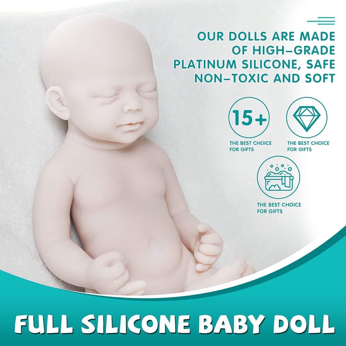 AISITE Silicone Reborn Baby Doll - 18" Unpainted Baby Doll Boy Christmas & Birthday Gift Ages 3+