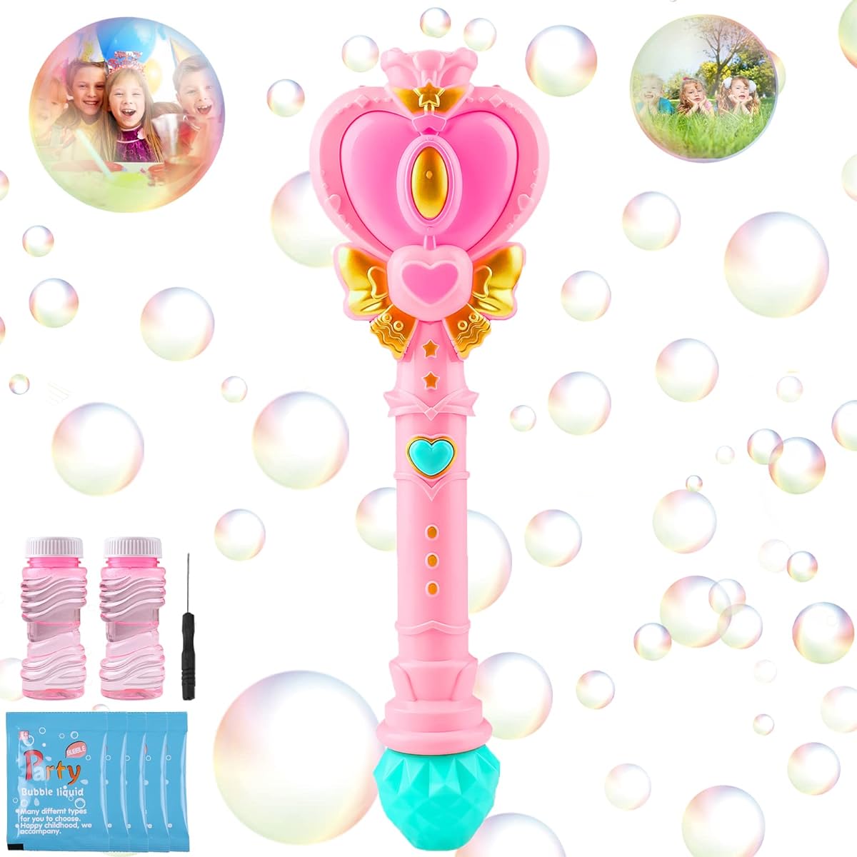 Pink Bubble Wand Princess Toy Gift for Girls/Kids