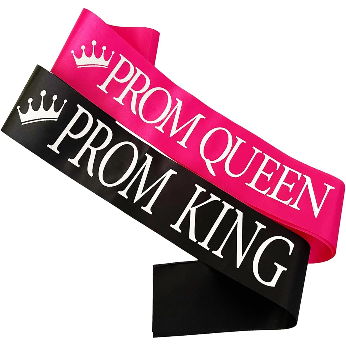 Prom King and Prom Queen Sash Hot Pink and Black Sash with Silver Foil Letters Graduation School Accessories Bachelorette Wedding Bridal Shower Party Favors Decorations