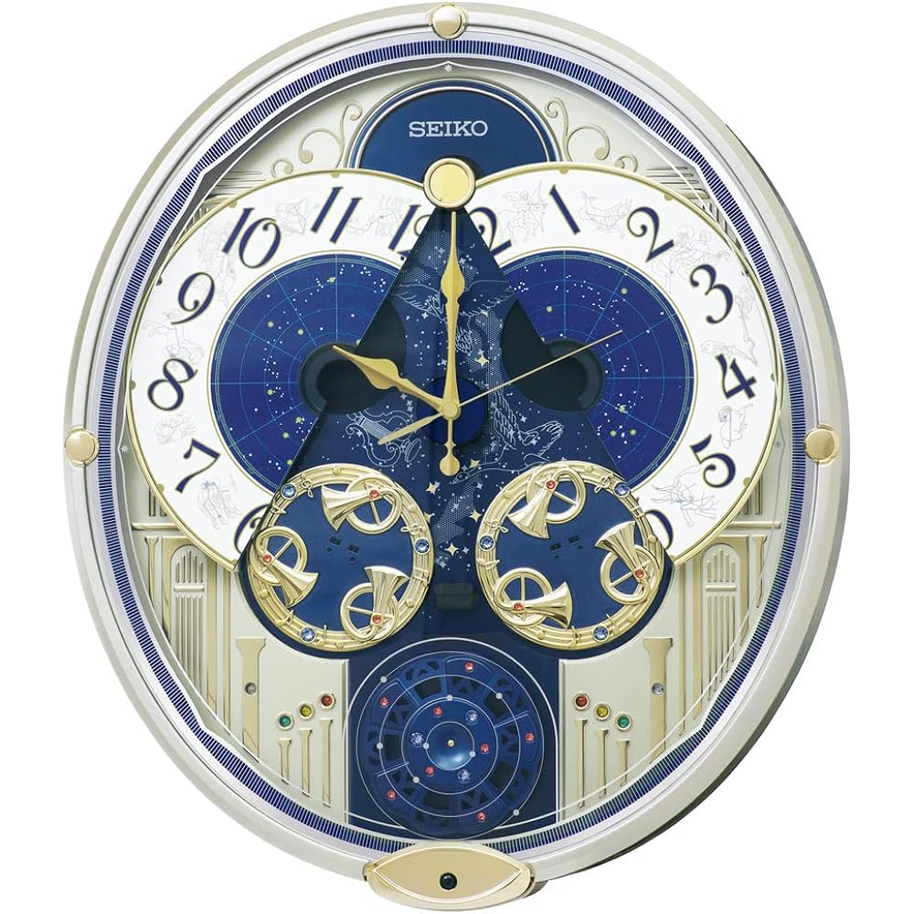 Seiko Clock Wall Clock Karakuri Clock Radio Clock Light Golden Pearl 464 x 400 x 90mm RE582G