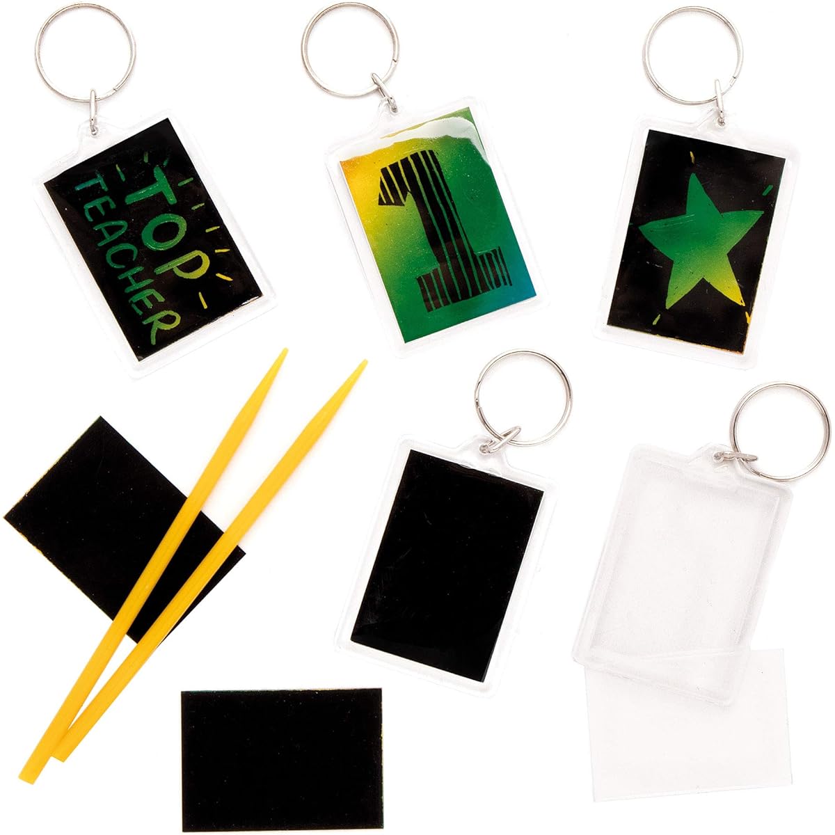 Scratch Art Keyrings (Pack of 6)