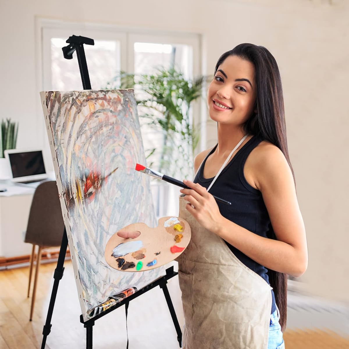 RRFTOK Artist Easel Stand Metal Material Tripod Adjustable Easel for Canvas Painting 17-66" Height for Tabletop/Floor Drawing/Didplay with Carry Bag