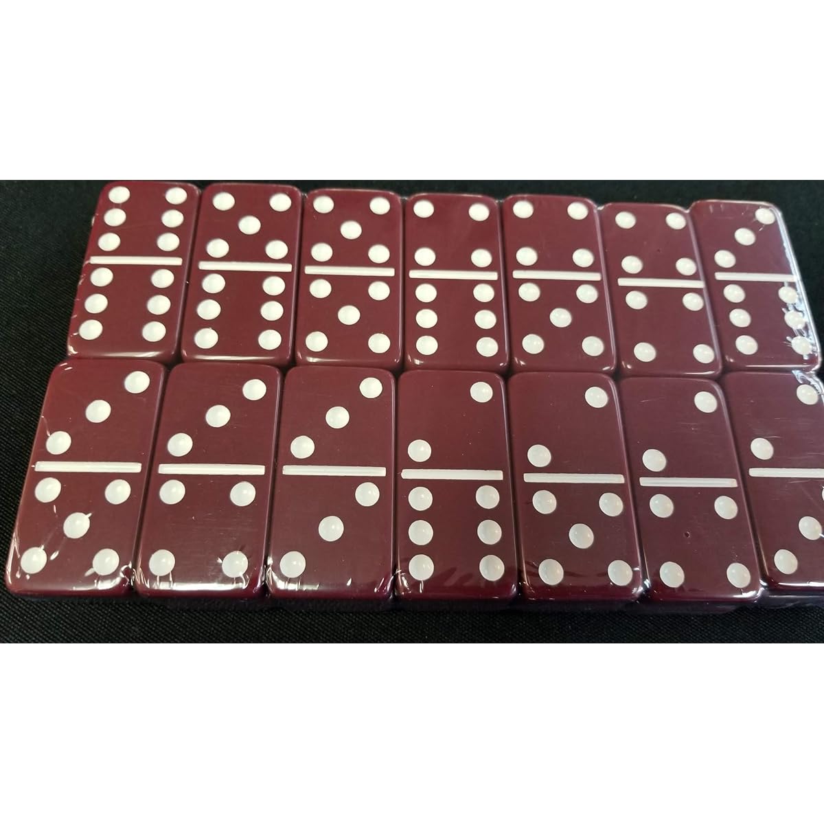 Maroon Double 6 Domino Tournament Size in Velour Gift Box