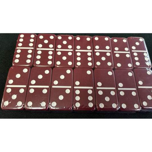 Maroon Double 6 Domino Tournament Size in Velour Gift Box