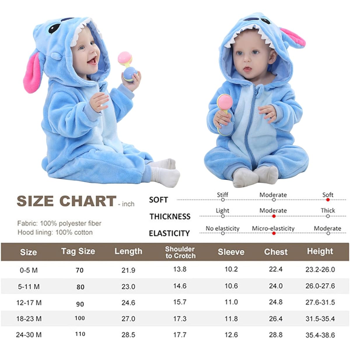 Mastrow's Sports and Homewear Uni Baby Flannel Romper Animal Onesie Costume Hooded Cartoon Outfit Suit