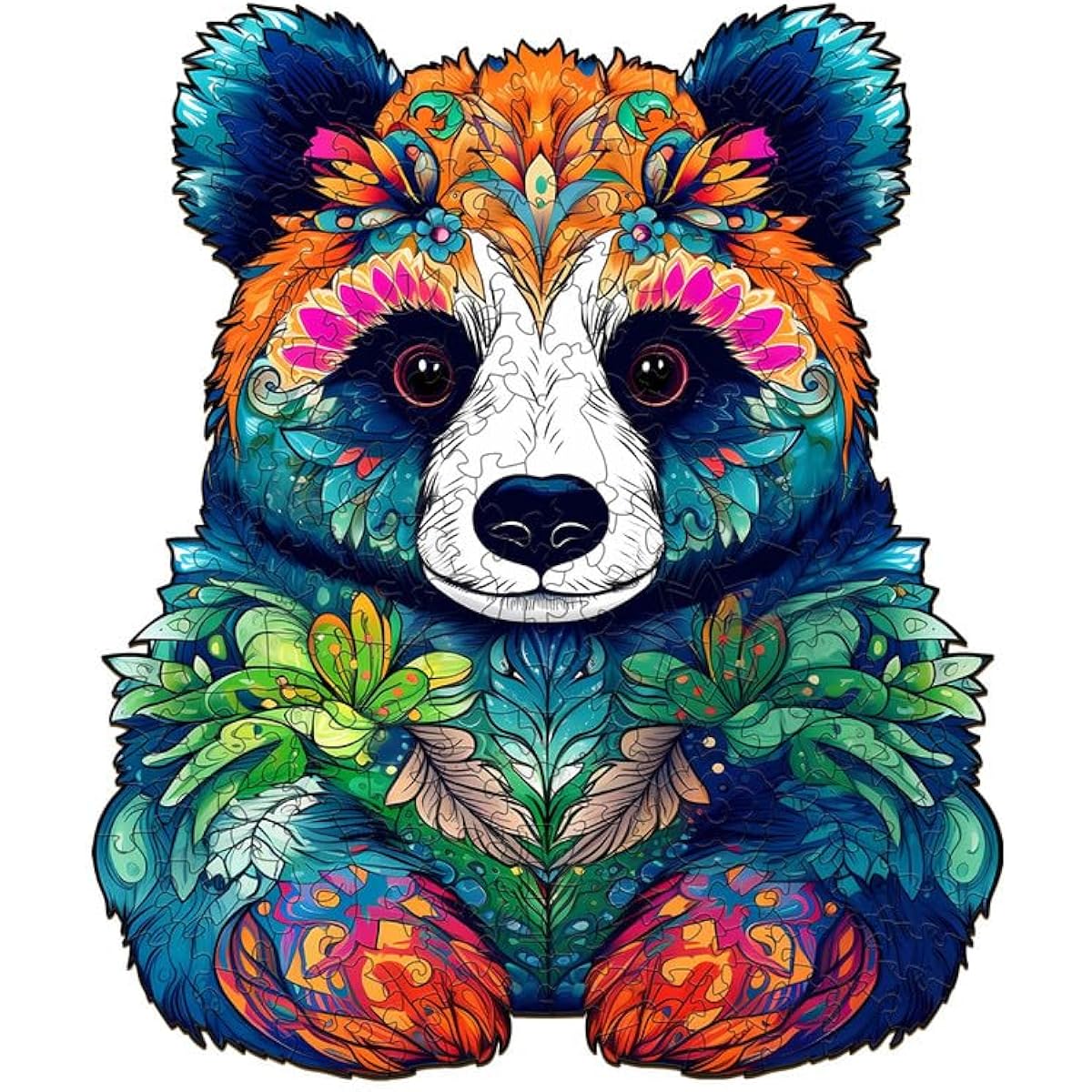 Jigfoxy Wooden Jigsaw Puzzles for Adults, Panda Wooden Puzzle, Unique Animal Shape Woodcut Puzzle for Puzzle Lovers, Birthday Gift for Family Friends (Large-11.2 x 13.3 Inch - 230 Pieces)
