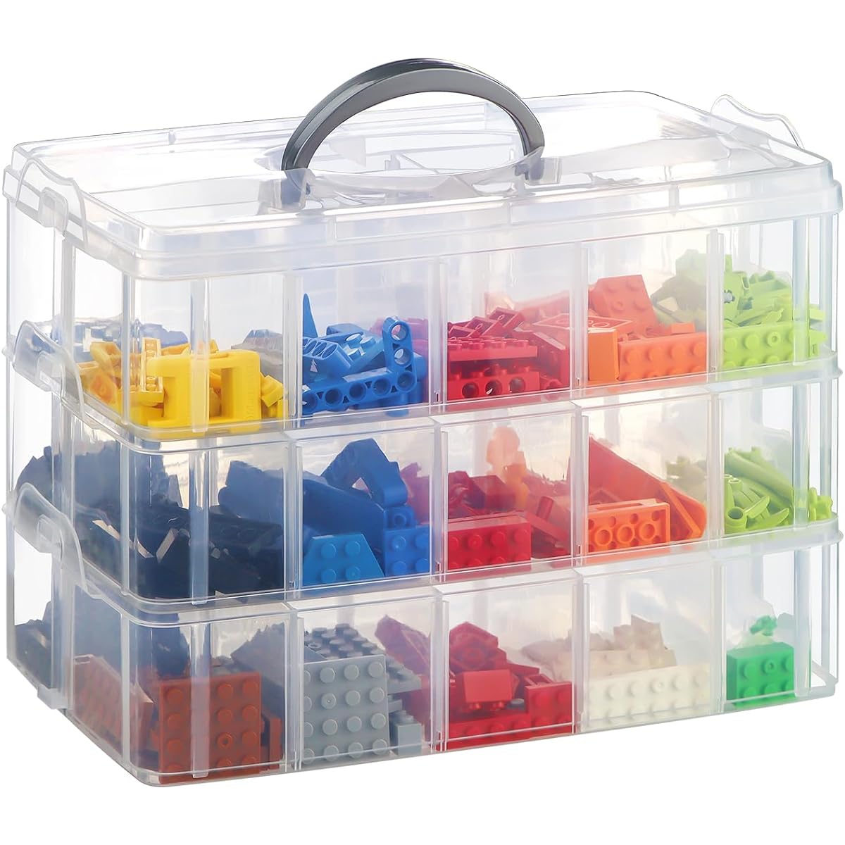 Lego Storage Box, Stackable Storage Organizer, 30 Compartments, Lego Storage, Barbie Doll Storage, Hot Wheels Toy Bin, Kids Organizer, Clear Toy Bin