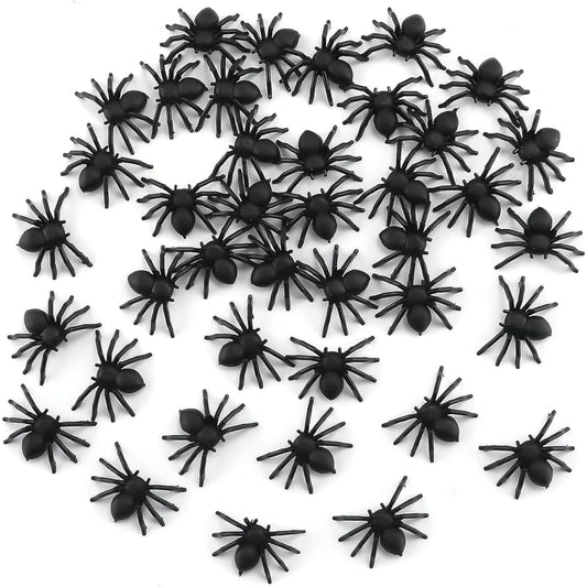 50pcs Realistic Spiders Halloween Decoration Plastic Mini Spiders Black Real Scary Spiders Prank Halloween Haunted House Decoration Halloween Party Fool's Day