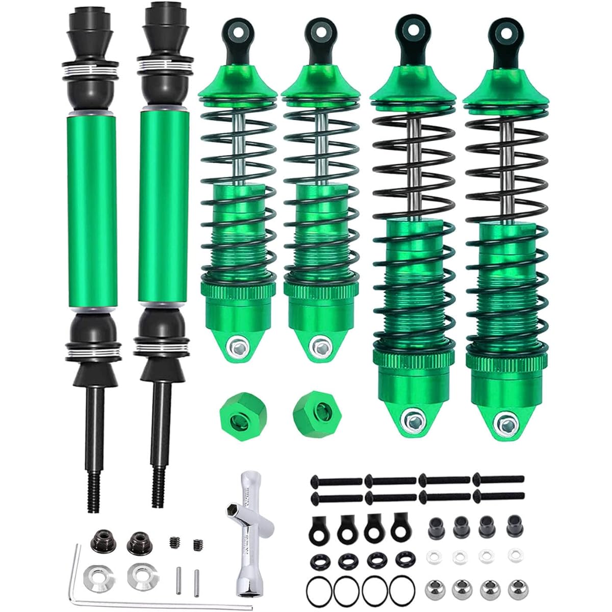 RCMYou RC Drive Shaft CVD Axle & Alloy Big Bore RC Shock Upgrade Parts for 1/10 Rustler VXL 2WD Slash VXL 2WD Stampede VXL 2WD Hoss VXL 2WD 4pcs Front Rear Absorber Drive Shaft Set Green