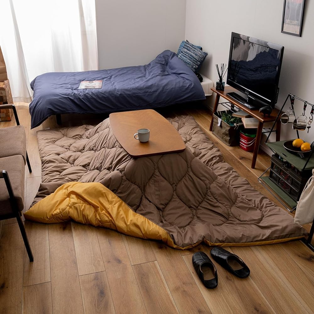 AZUMAYA Thin Kotatsu Futon Rectangular Z Type 190 x 230 Cold Protection Simple Stylish Storage Bag Included SGS-168Z