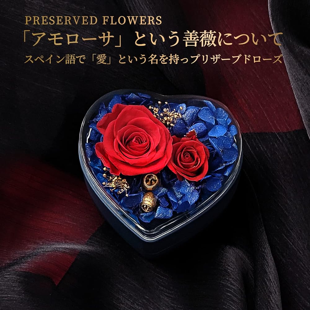 Preserved Flower Jewelry Box Necklace, Women's, Flowers That Will Not Wither + Highest Grade Cubic Zirconia Pendant, Double Ring, 2 in 1, Anniversary, Birthday Present, Girlfriend, Wife, Wedding Gift, Mother's Gift, Popular, Female Friend, Women, Retirem