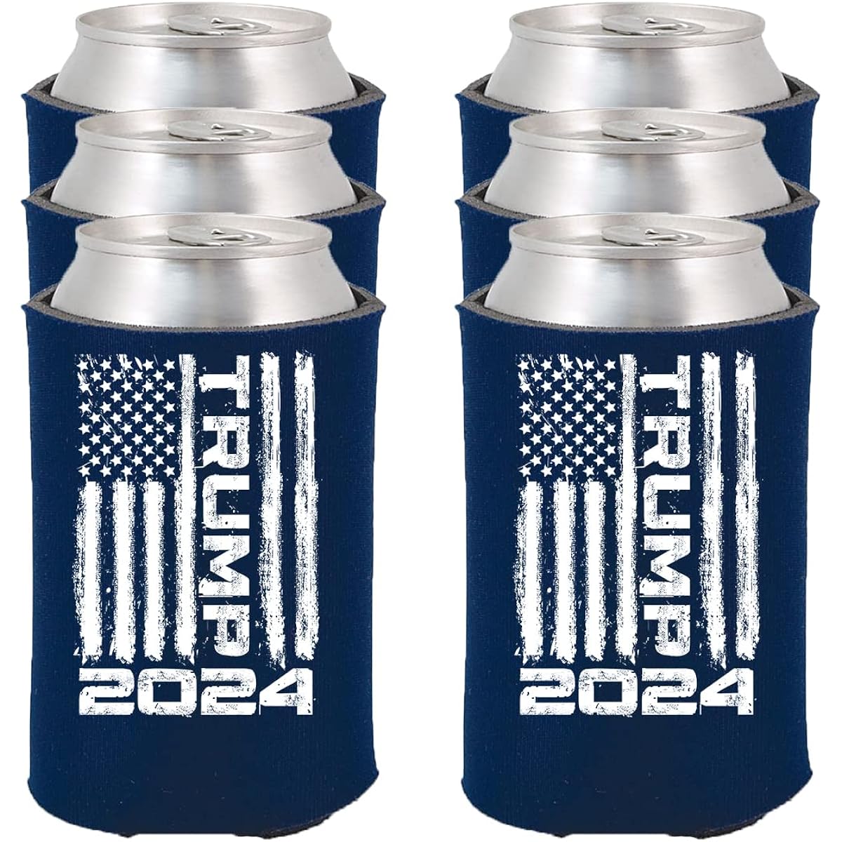 Shop4Ever Trump Flag 2024 Can Sleeve Cooler 45th 47th President Coozies Soda Beer Coolie (Navy, 12 Pack)