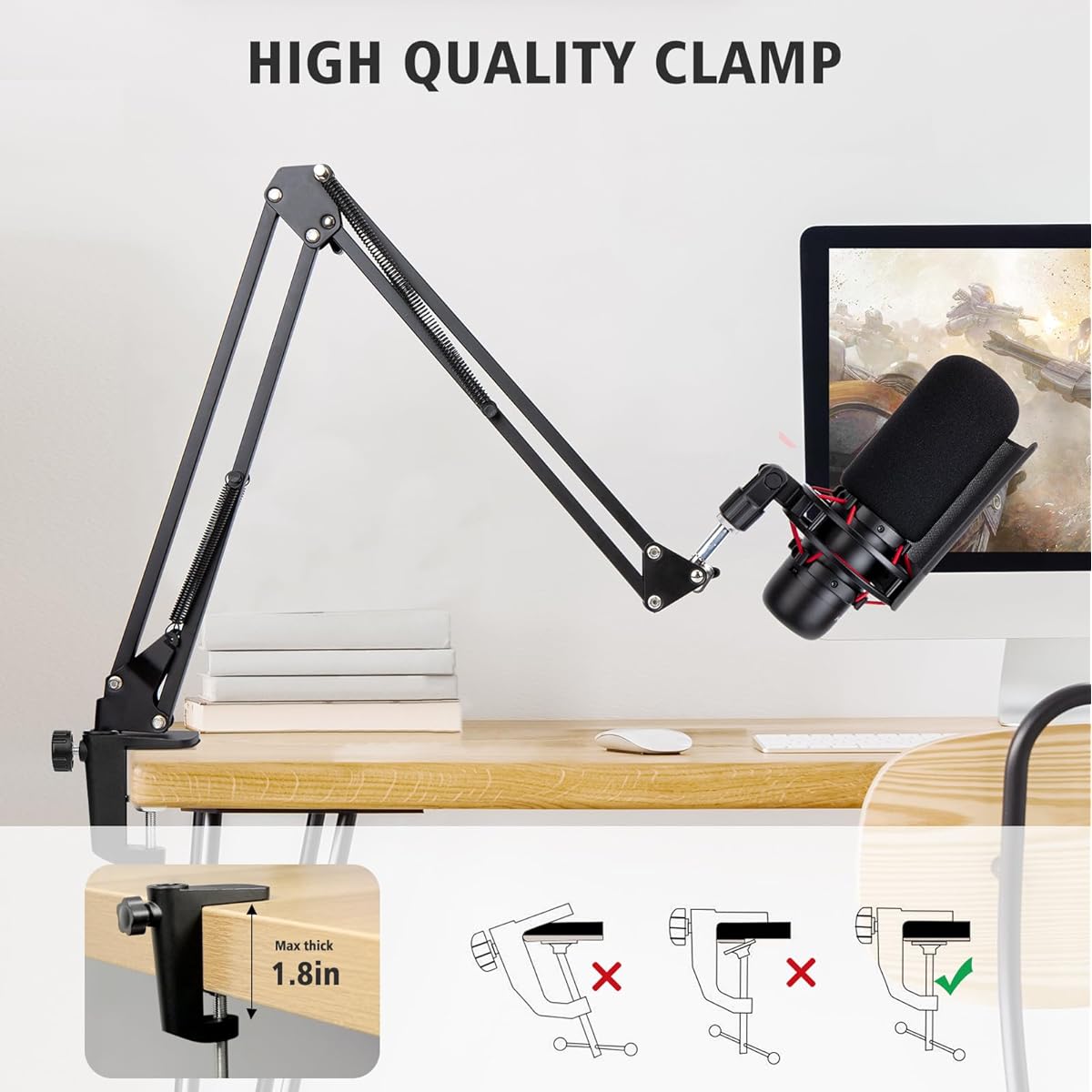 SUNMON Boom Arm for HyperX ProCast - Microphone Boom Arm Compatible with HyperX HyperX Procast, Microphone Arm Stand with Microphone Cover, Improves Sound Quality, Microphone Boom Arm for ProCast
