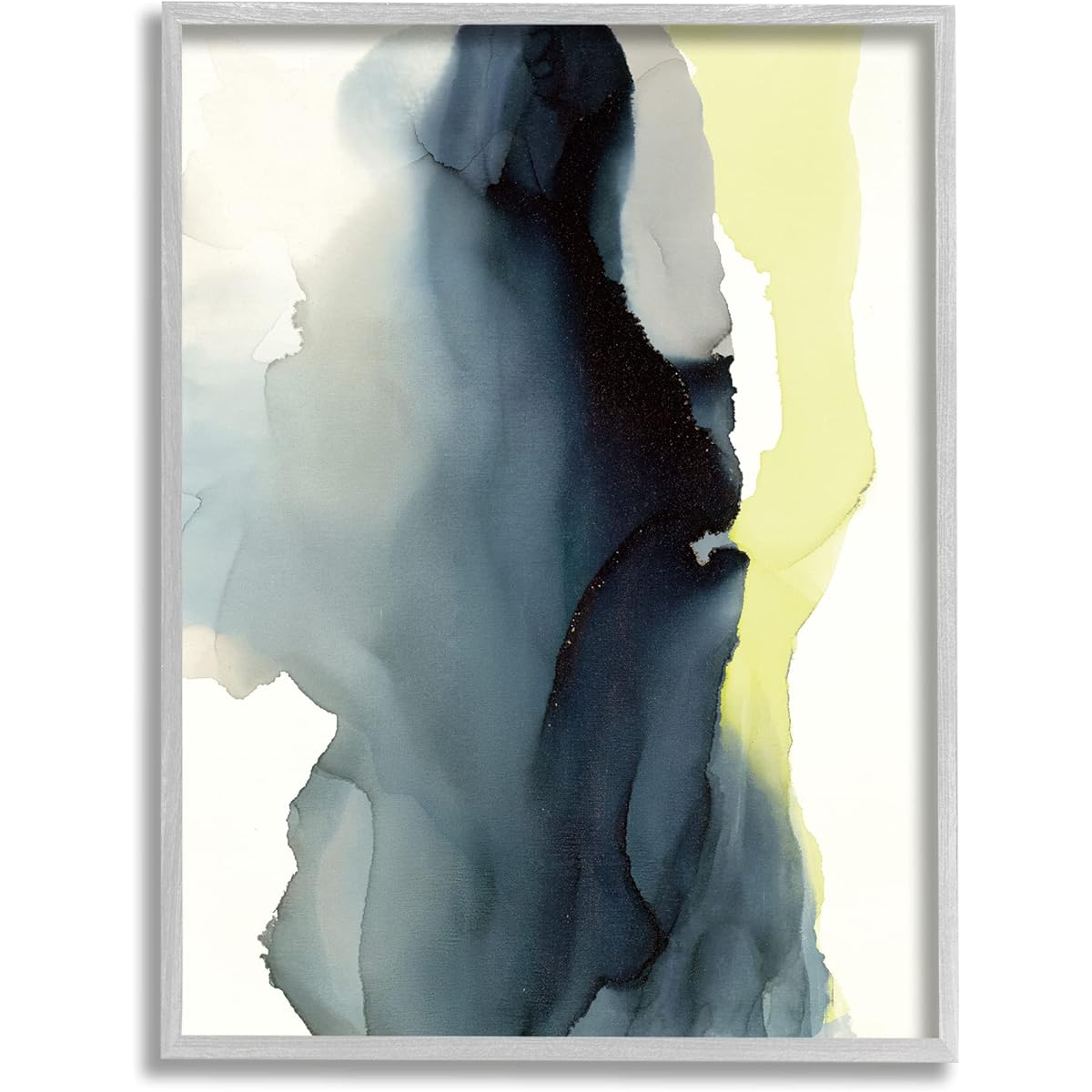 Stupell Industries Fluid Layers Abstract Painting, Blue Yellow Distortion, Designed by Kippi Leonard, Gray, Framed Wall Art, Gray