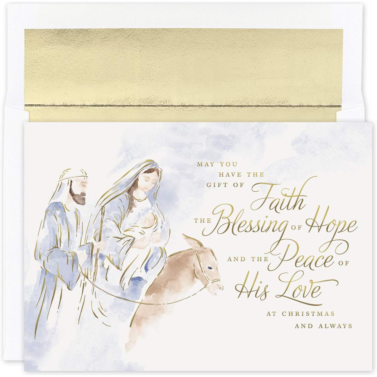 Masterpiece Studios Holiday Collection - 18 Boxed Religious Christmas Cards with Foil-Lined Envelopes, 7.8" x 5.6", Blessings of Hope
