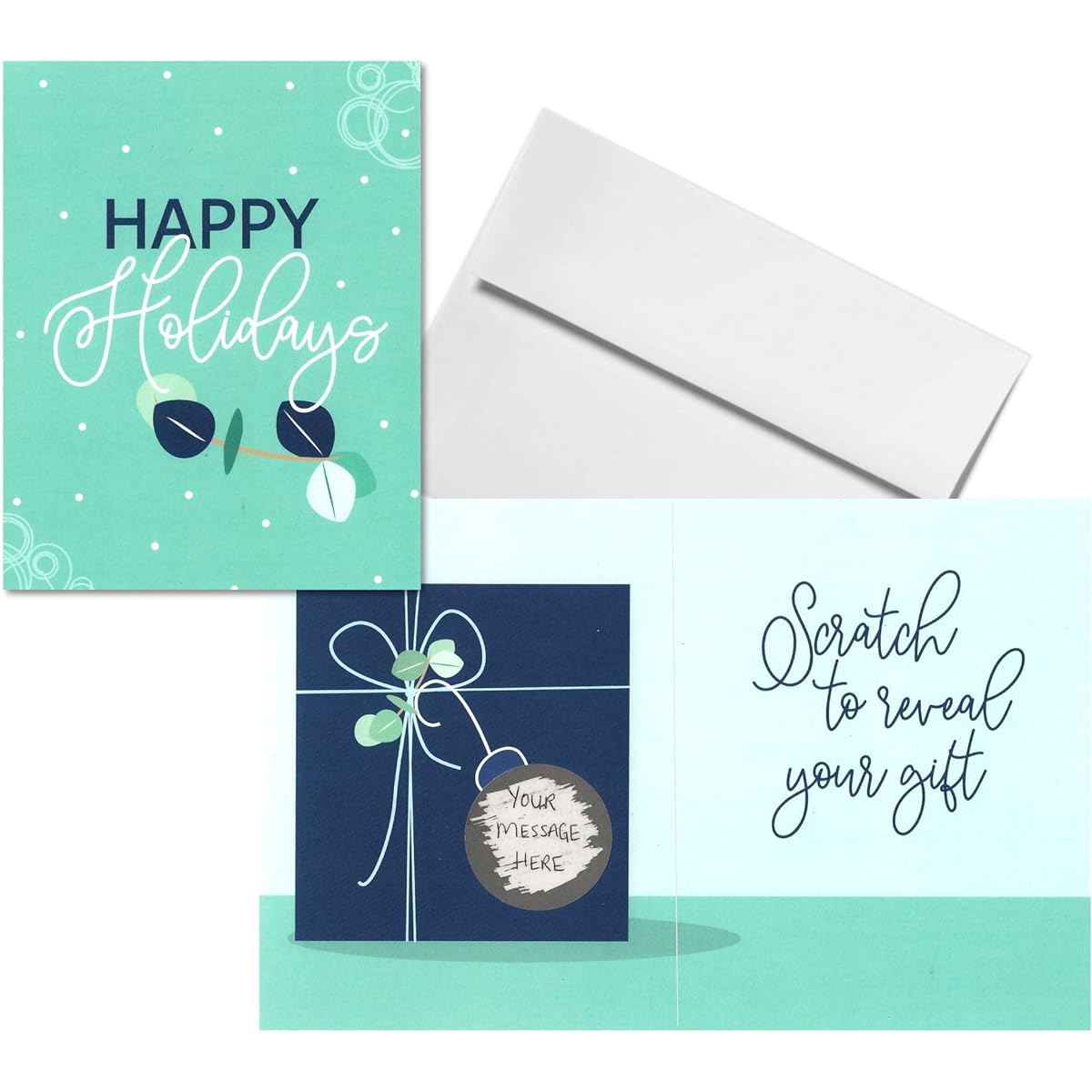 Nerdy Words Scratch Off Gift Holiday Cards (4.25" x 5.5") for Gifts You Can't Wrap